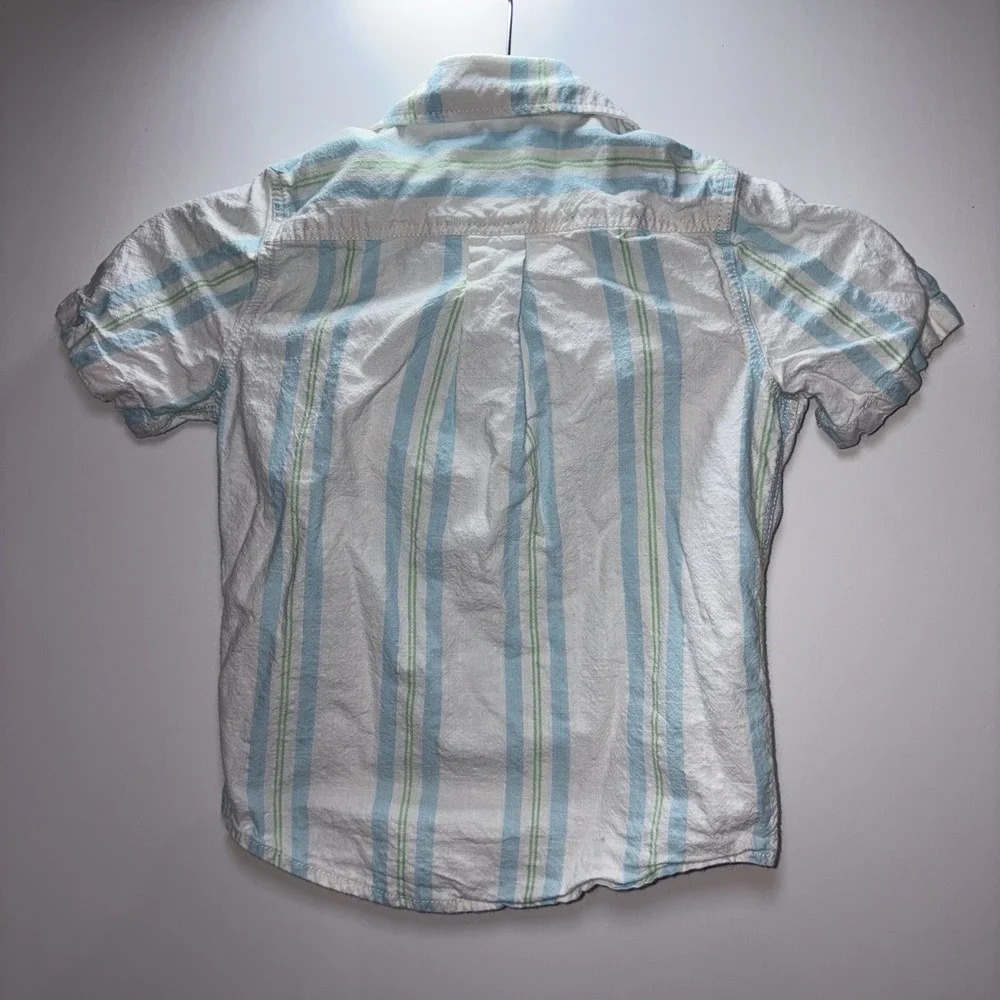 Caribbean‎ Joe Kids Short Sleeve Button Up Striped Shirt Boys Size S (5-6) Beach